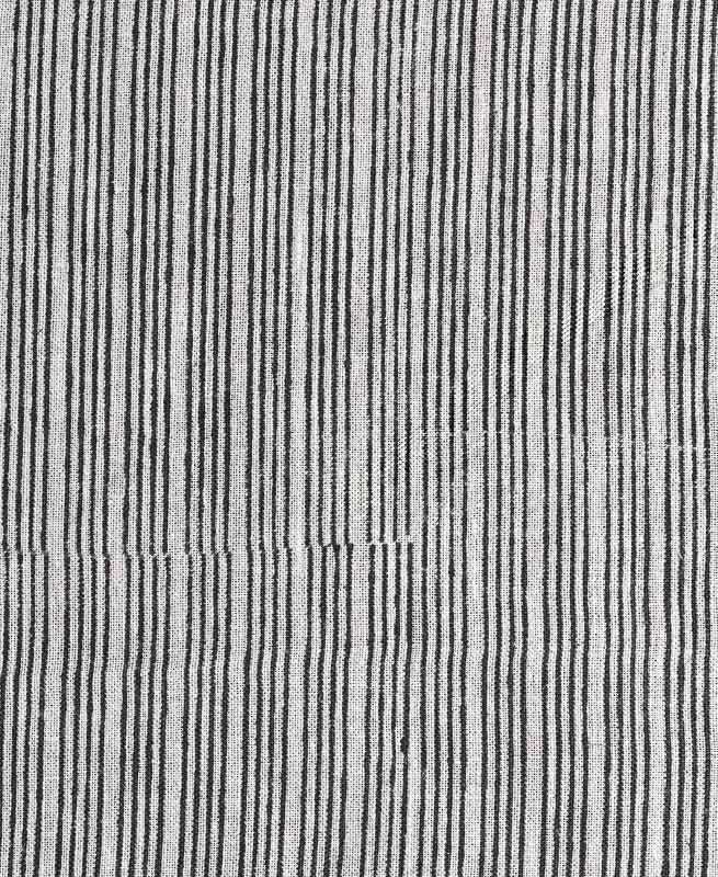 Natural Block Multistriped Heavy Linen Fabric for Upholstery