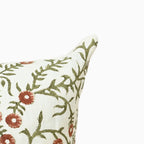 Botanical Drift Ochre Bloom Linen Pillow Cover - Ivory & Red Pillow Covers