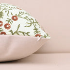 Botanical Drift Ochre Bloom Linen Pillow Cover - Ivory & Red Pillow Covers