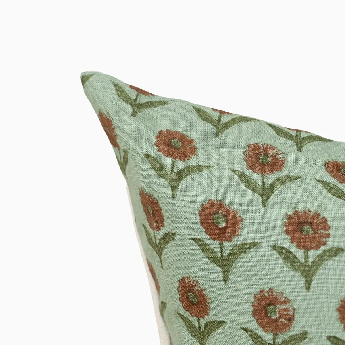 Botanical Drift Ditsy Bloom Linen Pillow Cover - Mint Green & Rust Pillow Covers
