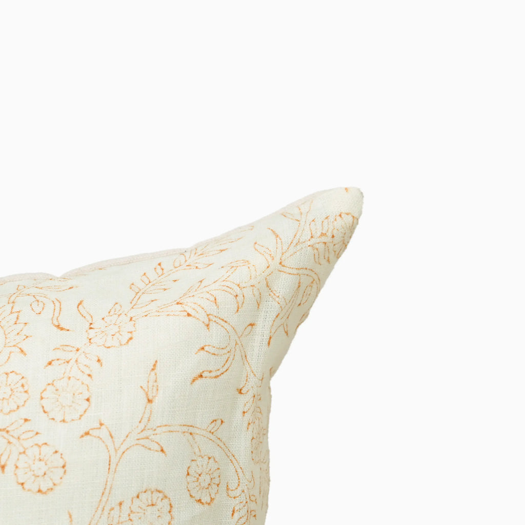 Botanical Drift Ochre Bloom Linen Pillow Cover - Ivory & Mustard Pillow Covers