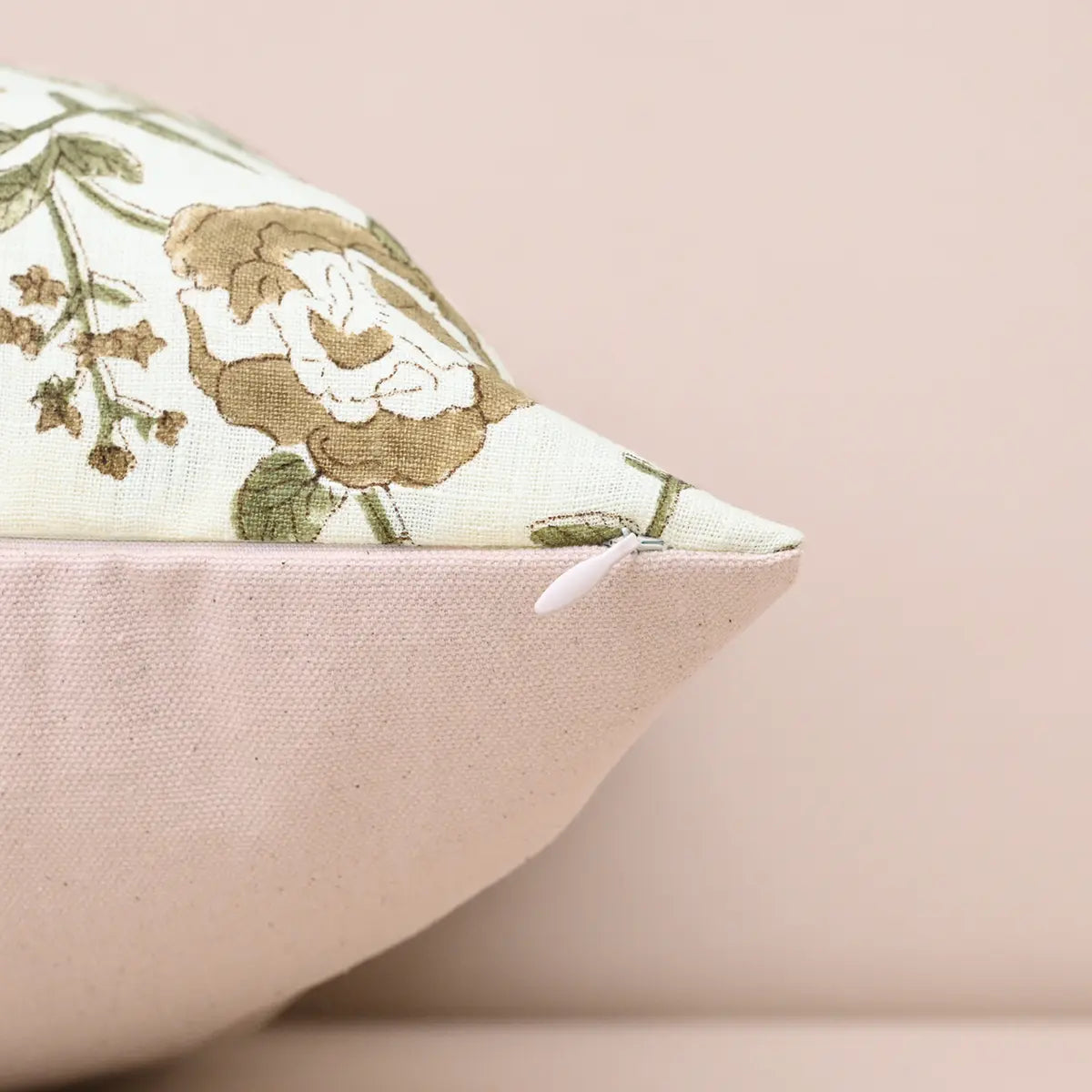 Botanical Drift Natural Trace Floral Linen Pillow Cover - Ivory & Beige Pillow Covers