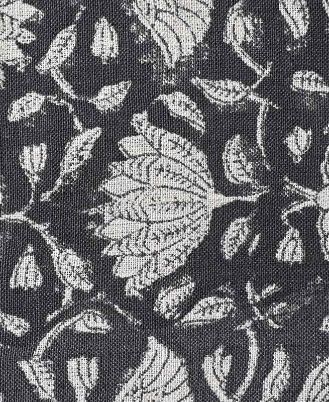 Tulip Flower Block Print Upholstery Fabric Linen Fabric