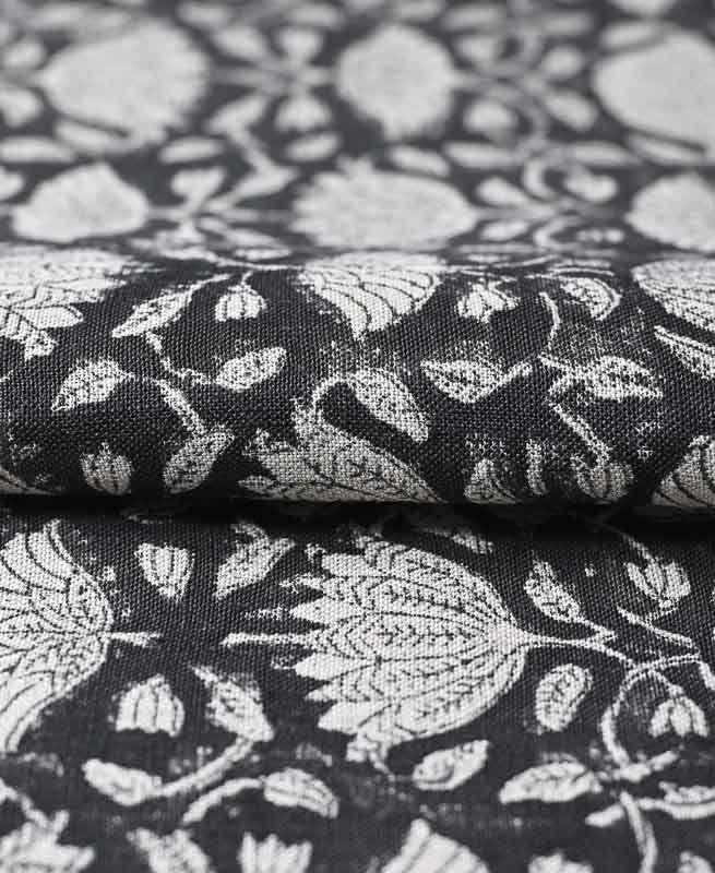 Tulip Flower Block Print Upholstery Fabric Linen Fabric