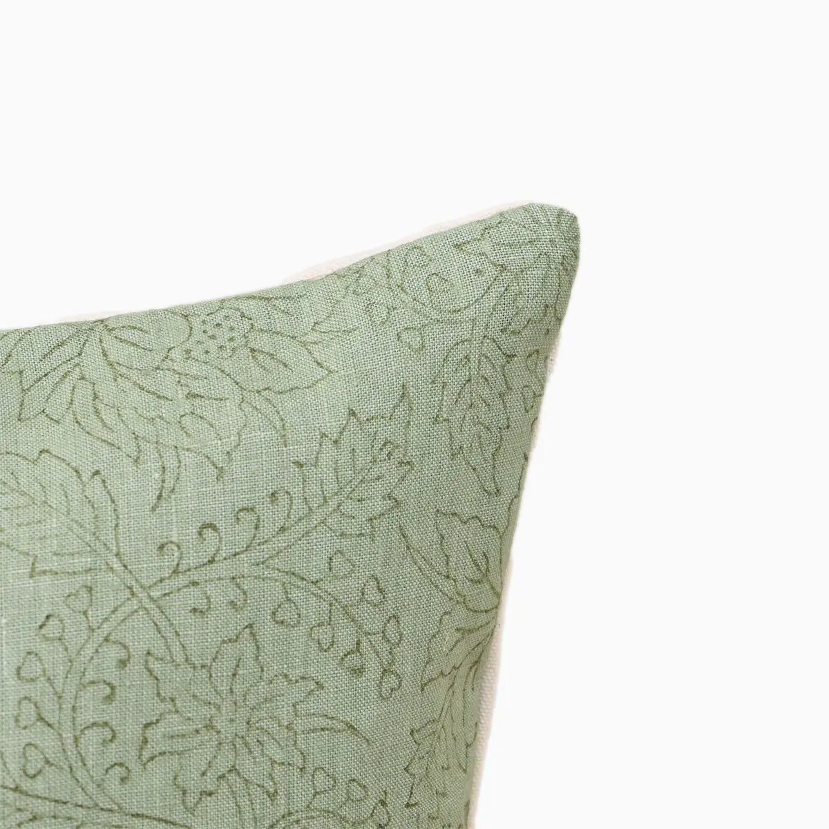 Botanical Drift Blossoms Trail Linen Pillow Cover - Mint & Sage Green Pillow Covers