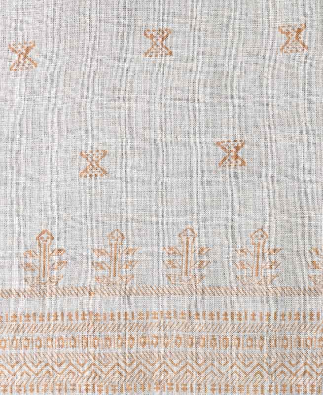 Jameson Handloom Upholstery Linen Fabric Mustard Off-White Linen Fabric