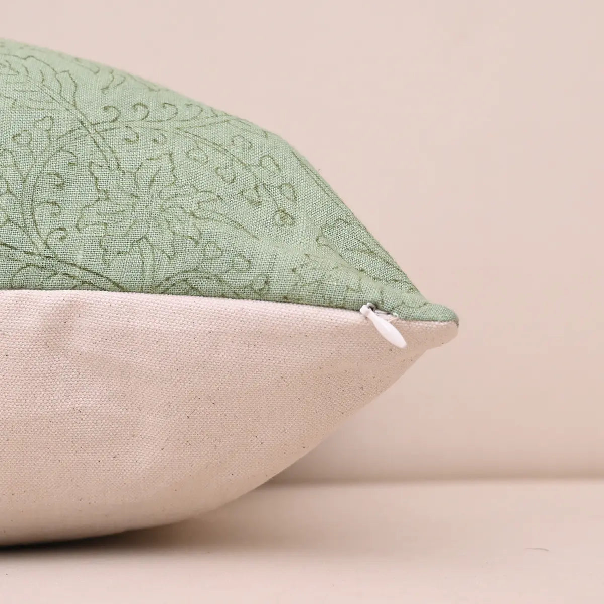 Botanical Drift Blossoms Trail Linen Pillow Cover - Mint & Sage Green Pillow Covers