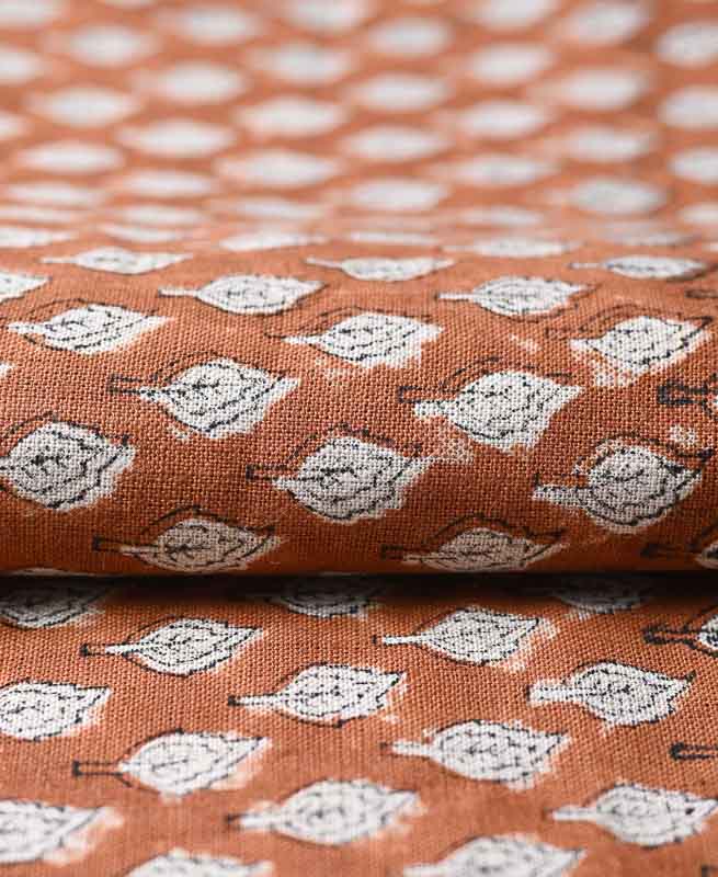 Rolly Block Printed Linen Fabric Linen Fabric