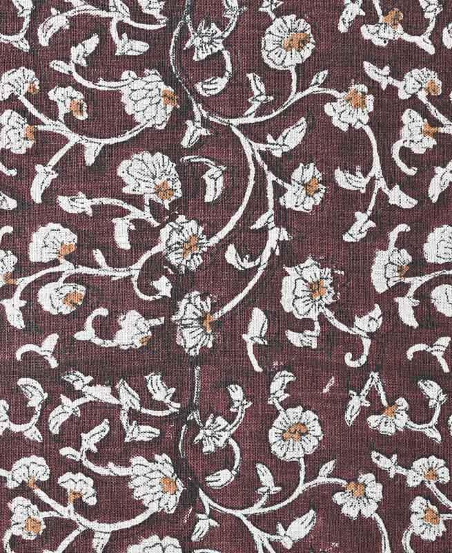David Hand Block Printed Linen Natural Linen Linen Fabric