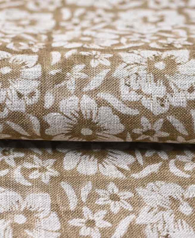 ZAFFRA Hand Block Print Designer Linen Fabric For Upholstery, Curtains Linen Fabric