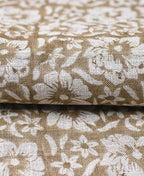 ZAFFRA Hand Block Print Designer Linen Fabric For Upholstery, Curtains Linen Fabric