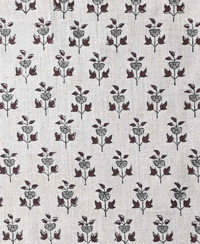 Amber Block Printed Linen Fabric Oxblood Linen Fabric