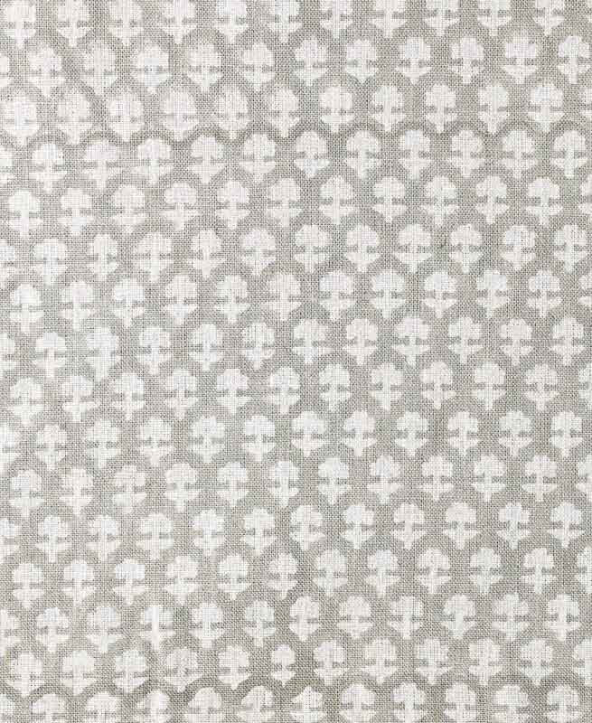 Anna Block Printed Linen Upholstery Fabric Sage Green Linen Fabric