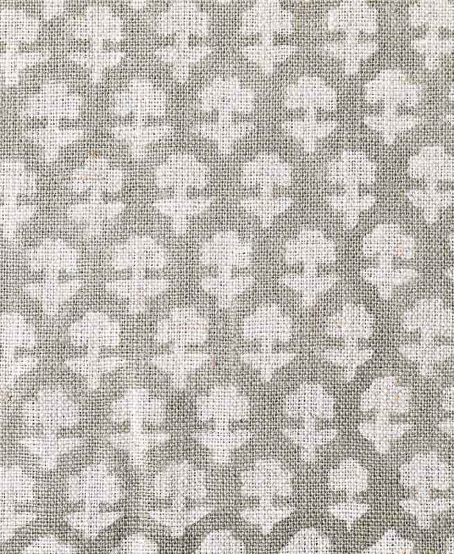 Anna Block Printed Linen Upholstery Fabric Linen Fabric