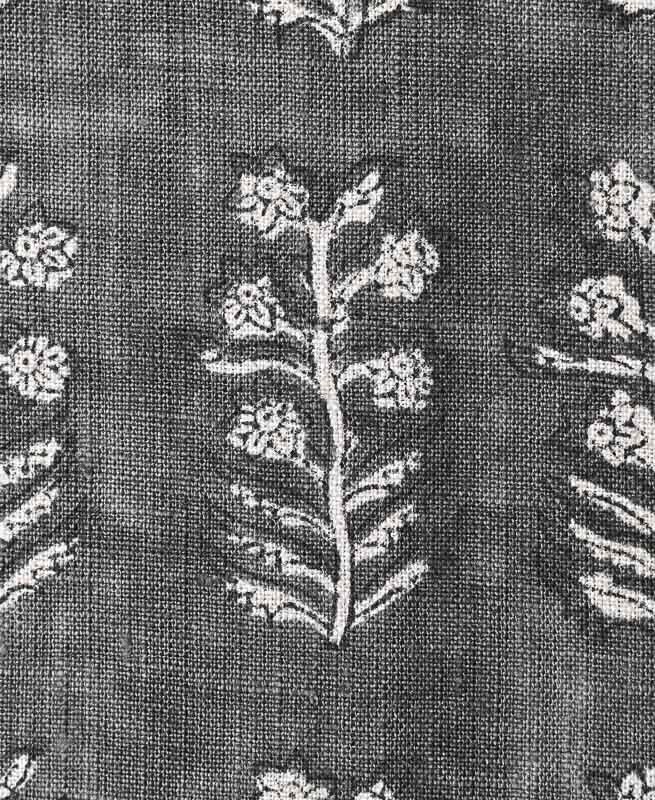 Sylvie Hand Block Printed Linen Linen Fabric