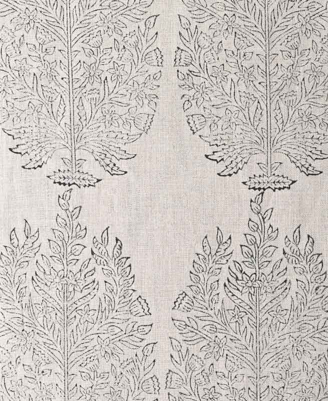 Dylan Hand Block Print Designer Linen Fabric for Upholstery Black Linen Fabric