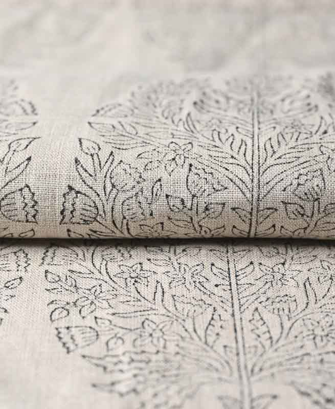 Dylan Hand Block Print Designer Linen Fabric for Upholstery Linen Fabric