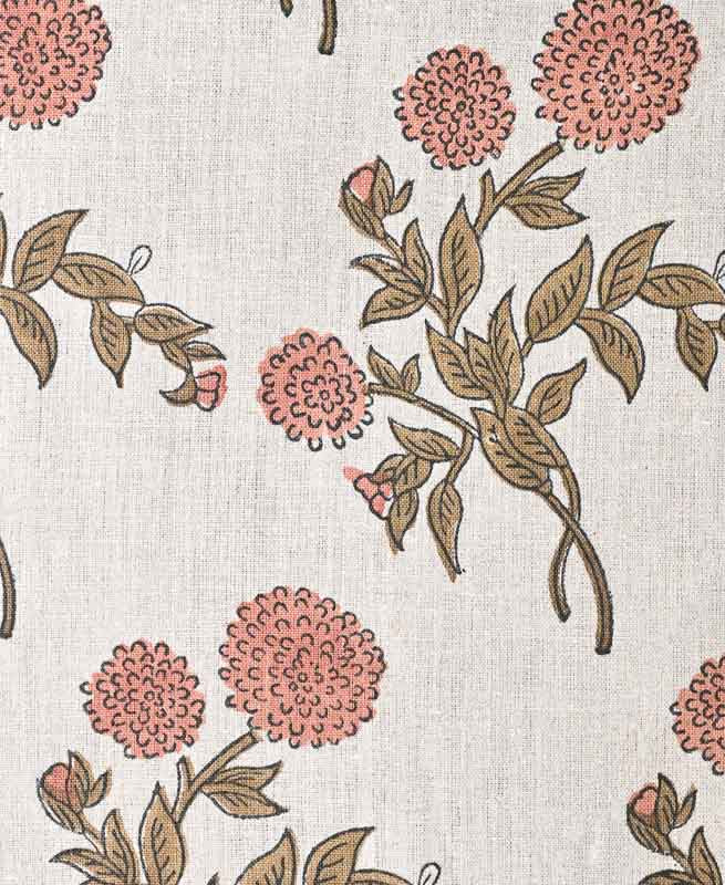 Tony Hand Block Printed Upholstery Linen Fabric Brown Linen Fabric