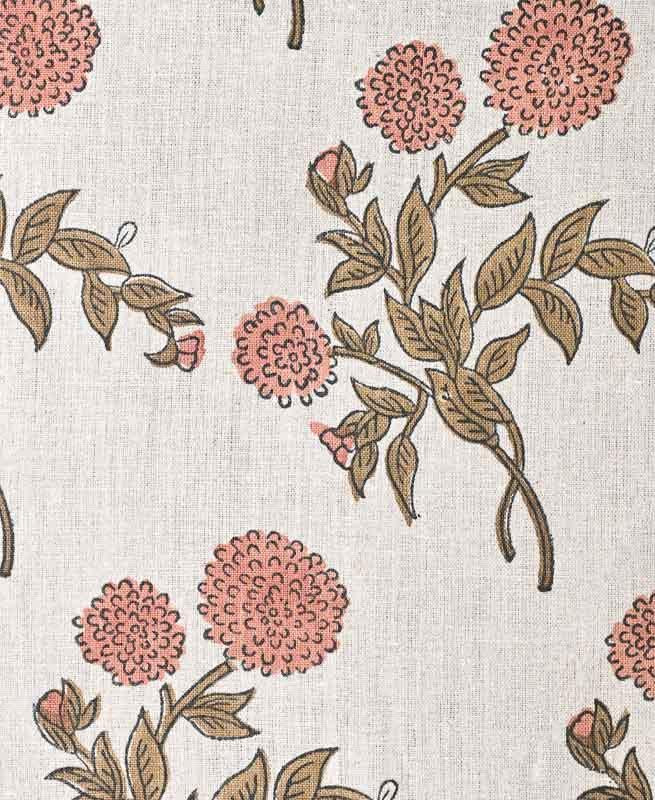 Tony Hand Block Printed Upholstery Linen Fabric Brown Linen Fabric