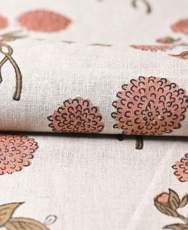 Tony Hand Block Printed Upholstery Linen Fabric Linen Fabric