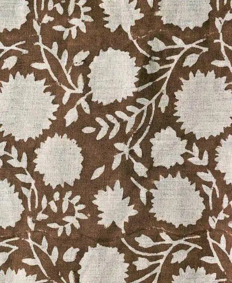 Zaples Block Print Linen Designer Fabric for Upholstery, Curtains and more Linen Fabric