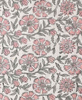 Veronica Hand Block Printed Linen Fabric Blush Pink Linen Fabric