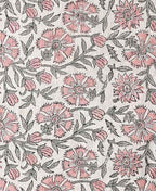 Veronica Hand Block Printed Linen Fabric Blush Pink Linen Fabric