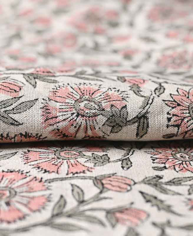 Veronica Hand Block Printed Linen Fabric Linen Fabric