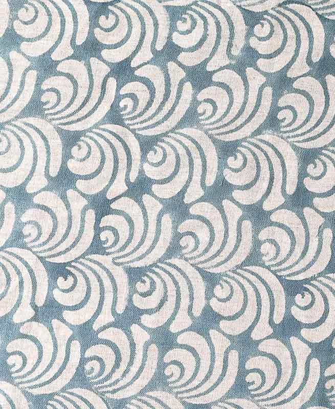 Maris Hand Block Printed Linen Upholstery Fabric Dark Teal Linen Fabric