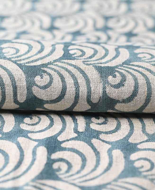 Maris Hand Block Printed Linen Upholstery Fabric Linen Fabric