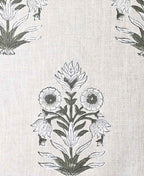 Marigold Hand Block Printed Linen White Dark Green Black Beige Linen Fabric
