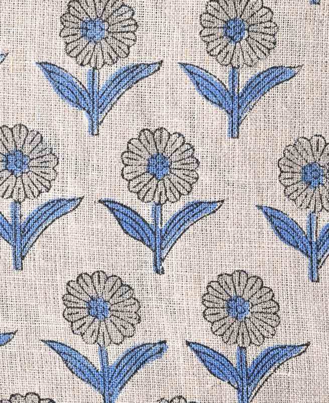 Alexis Hand Block Printed Upholstery Linen Linen Fabric