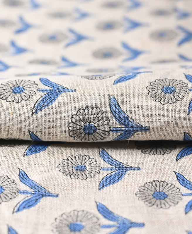 Alexis Hand Block Printed Upholstery Linen Linen Fabric