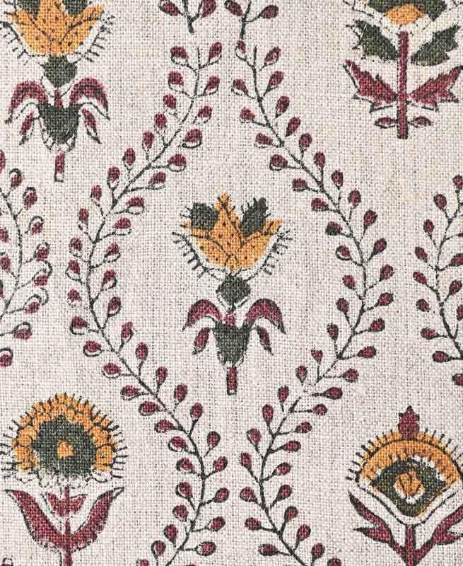 Seraphina Ethnic Designer Floral Print for Upholstery Linen Fabric