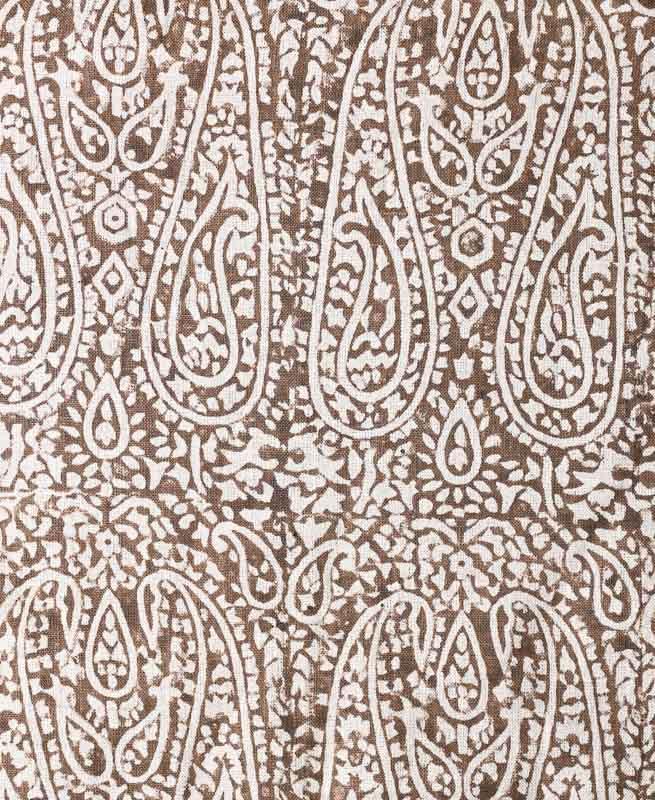 Evander Indian Linen Fabric by the Yard Brown Beige Linen Fabric