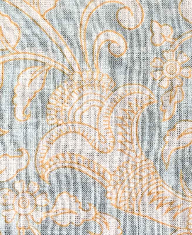 Eulalia Block Print Handloom Linen Fabric Linen Fabric