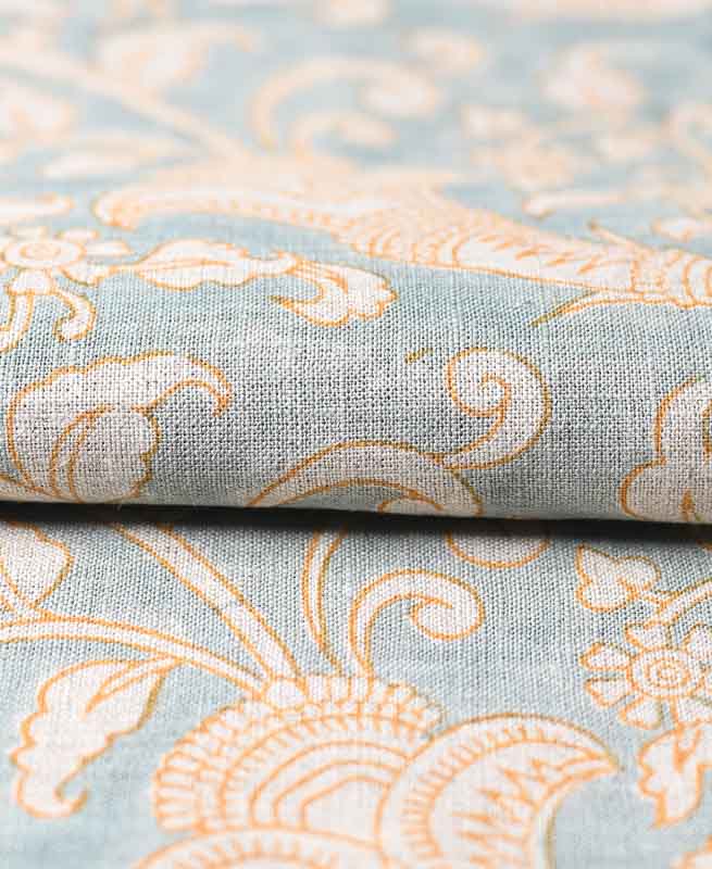 Eulalia Block Print Handloom Linen Fabric Linen Fabric