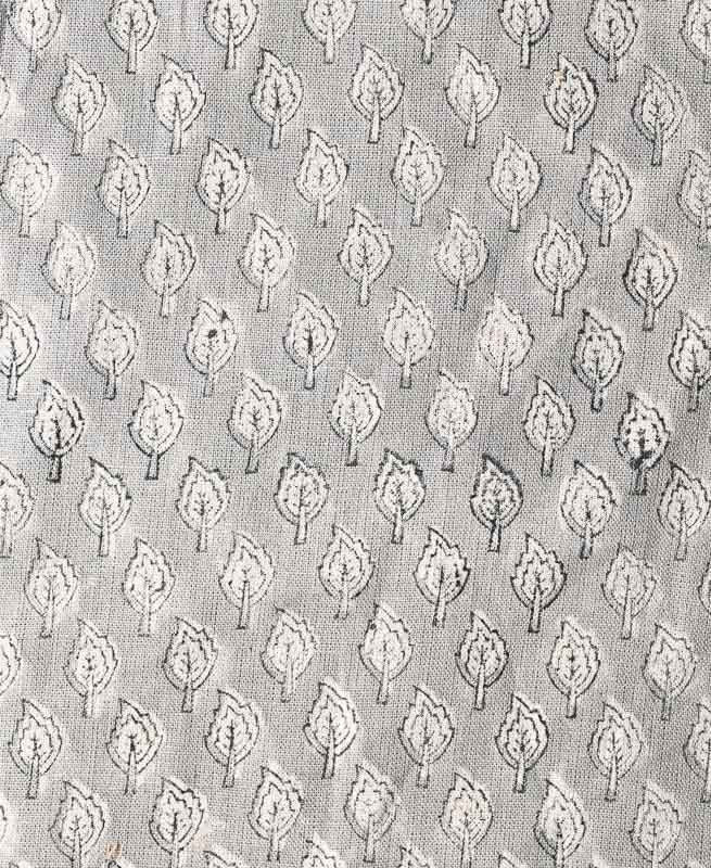 Rolly Block Printed Linen Fabric Gray Linen Fabric