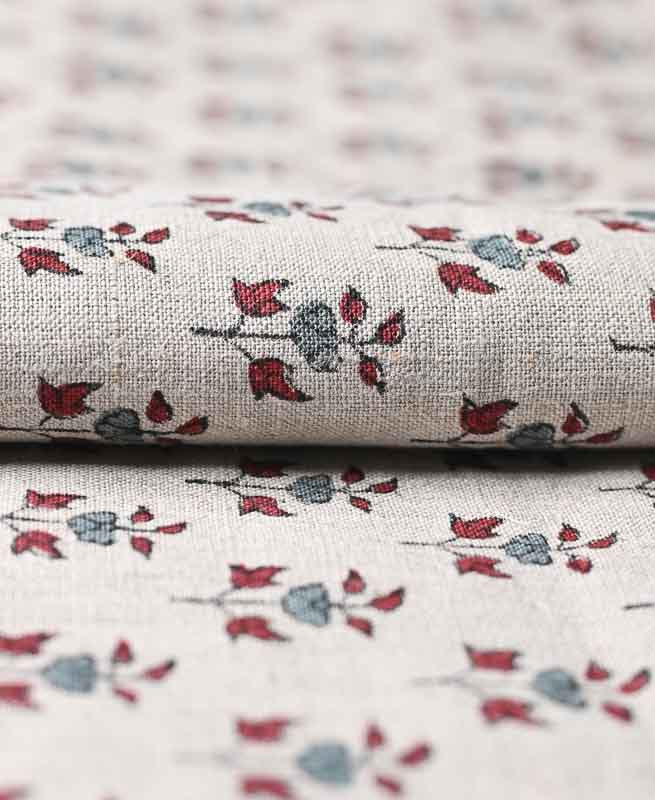 Amber Block Printed Linen Fabric Linen Fabric