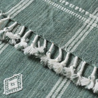 Handwoven Vintage Bhujodi Bed Throw Deep Olive Green Handloom Throws