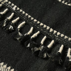 Handwoven Vintage Bhujodi Bed Throw -Black and Biege - 24" x 80" Handloom Throws