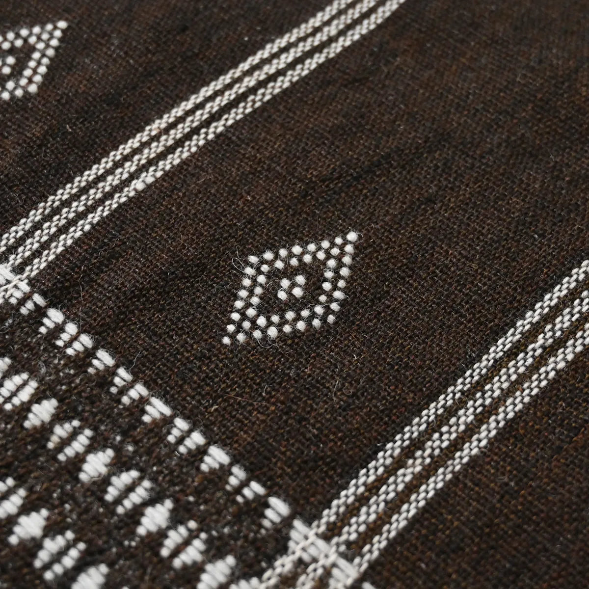 Handwoven Vintage Bhujodi Bed Throw Brown Handloom Throws