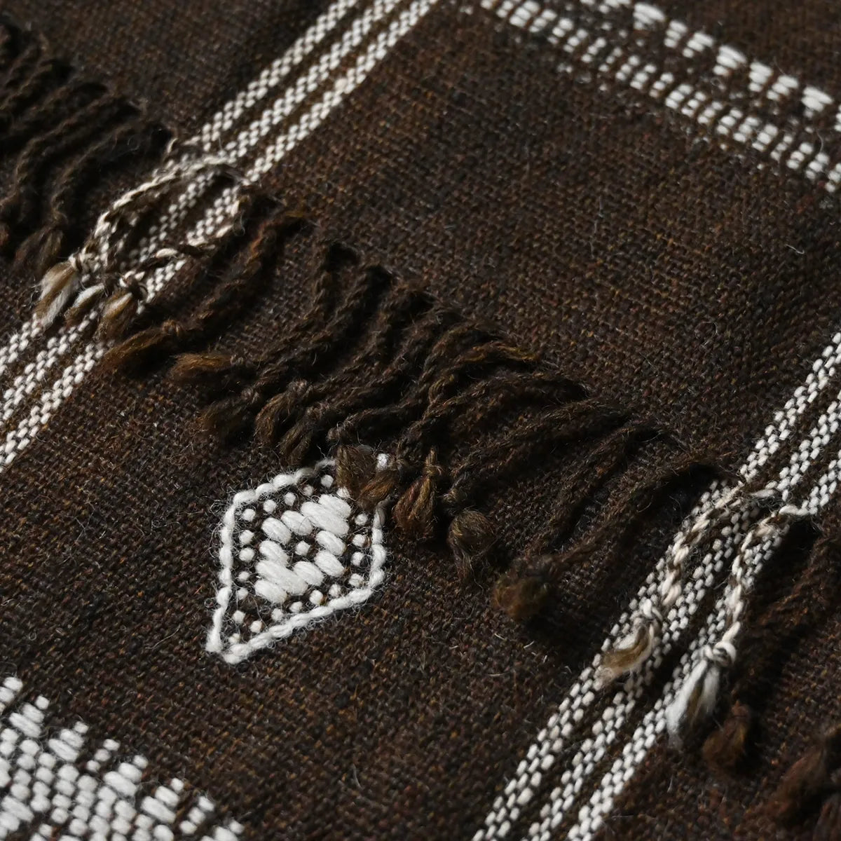 Handwoven Vintage Bhujodi Bed Throw Brown Handloom Throws