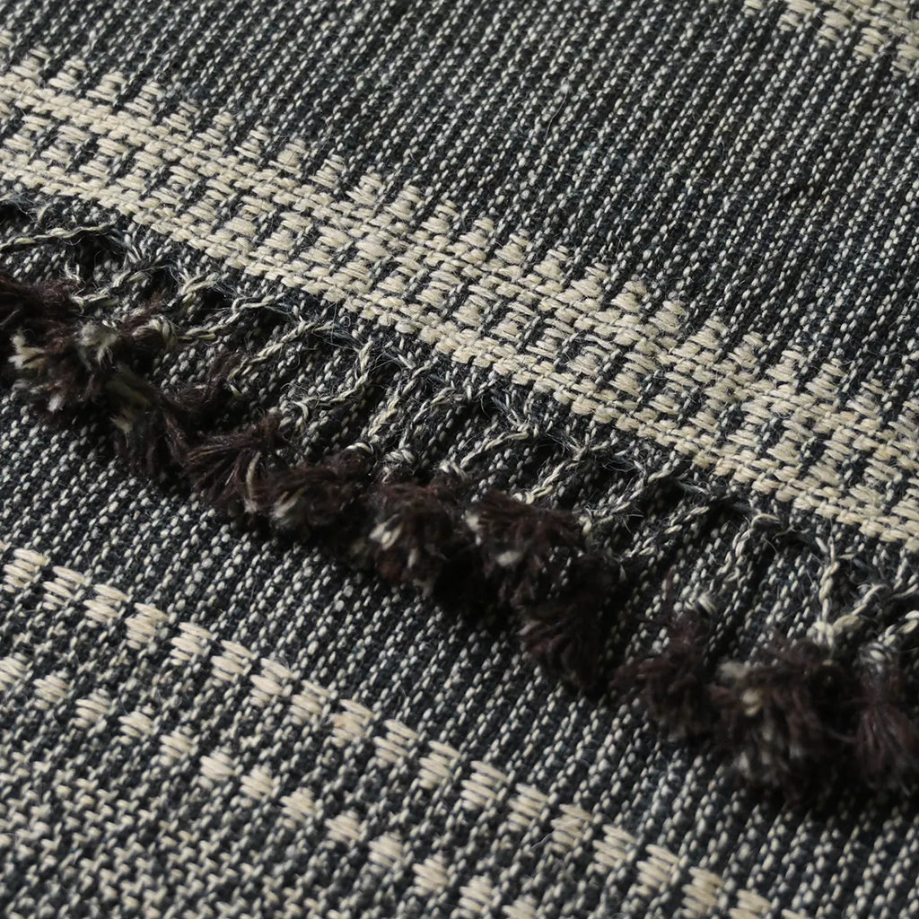 Bhujodi Handwoven Wool Textured Throw Black Handloom Throws