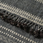 Bhujodi Handwoven Wool Textured Throw Black Handloom Throws