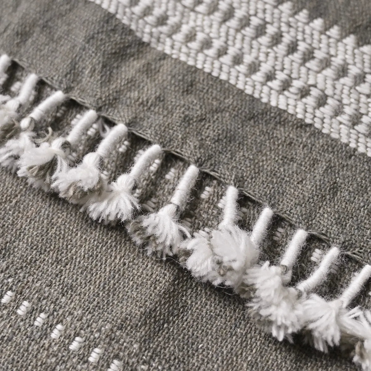 Handwoven Vintage Bhujodi Bed Throw -Olive Green - 50" x 90" Handloom Throws