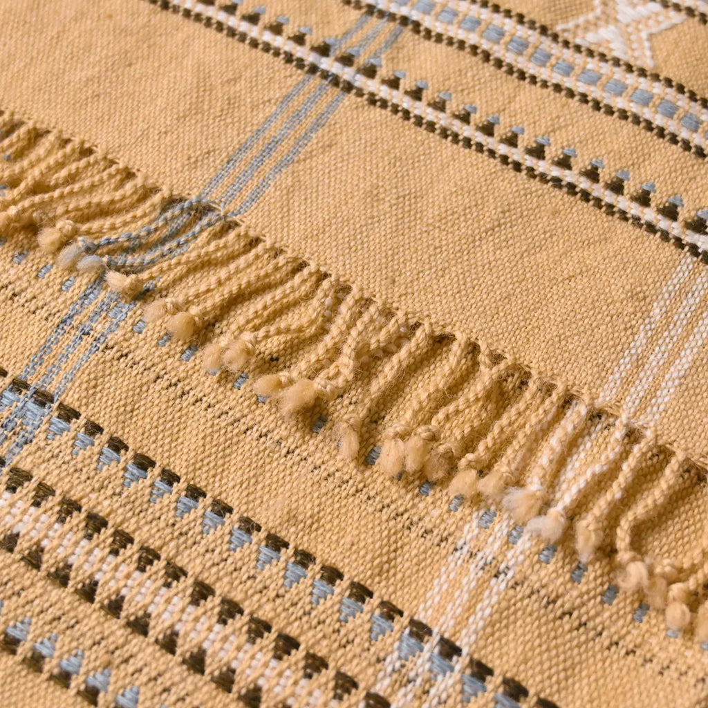 Handwoven Vintage Bhujodi Bed Throw Peach Handloom Throws