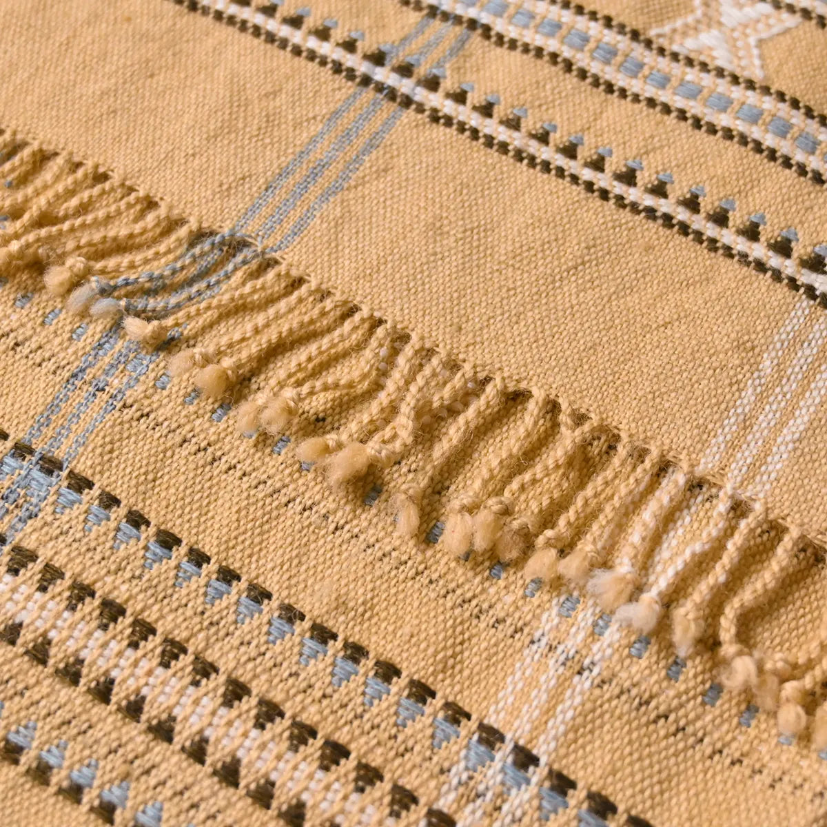 Handwoven Vintage Bhujodi Bed Throw Peach Handloom Throws