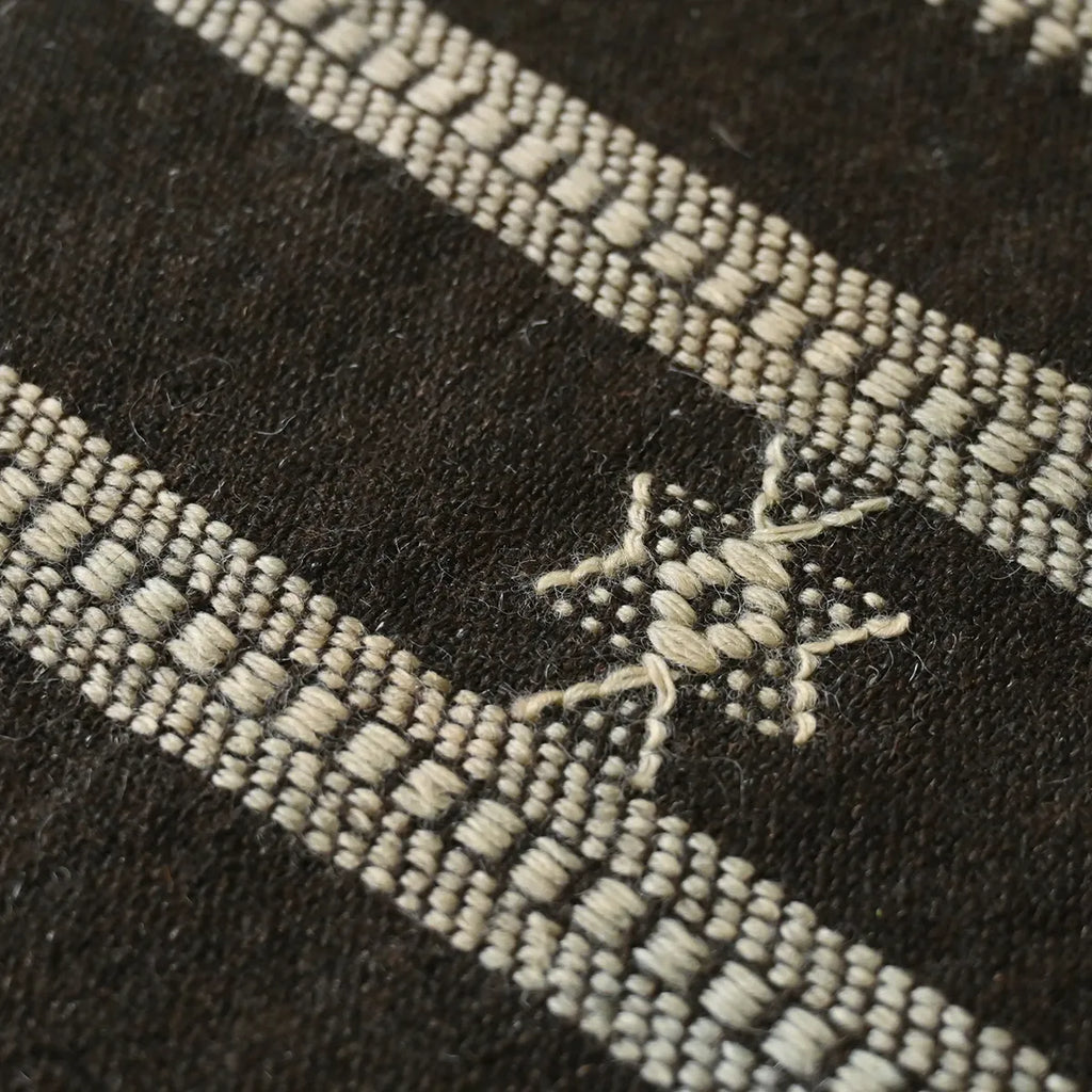 Handwoven Vintage Bhujodi Bed Throw -Black - 50" x 90" Handloom Throws