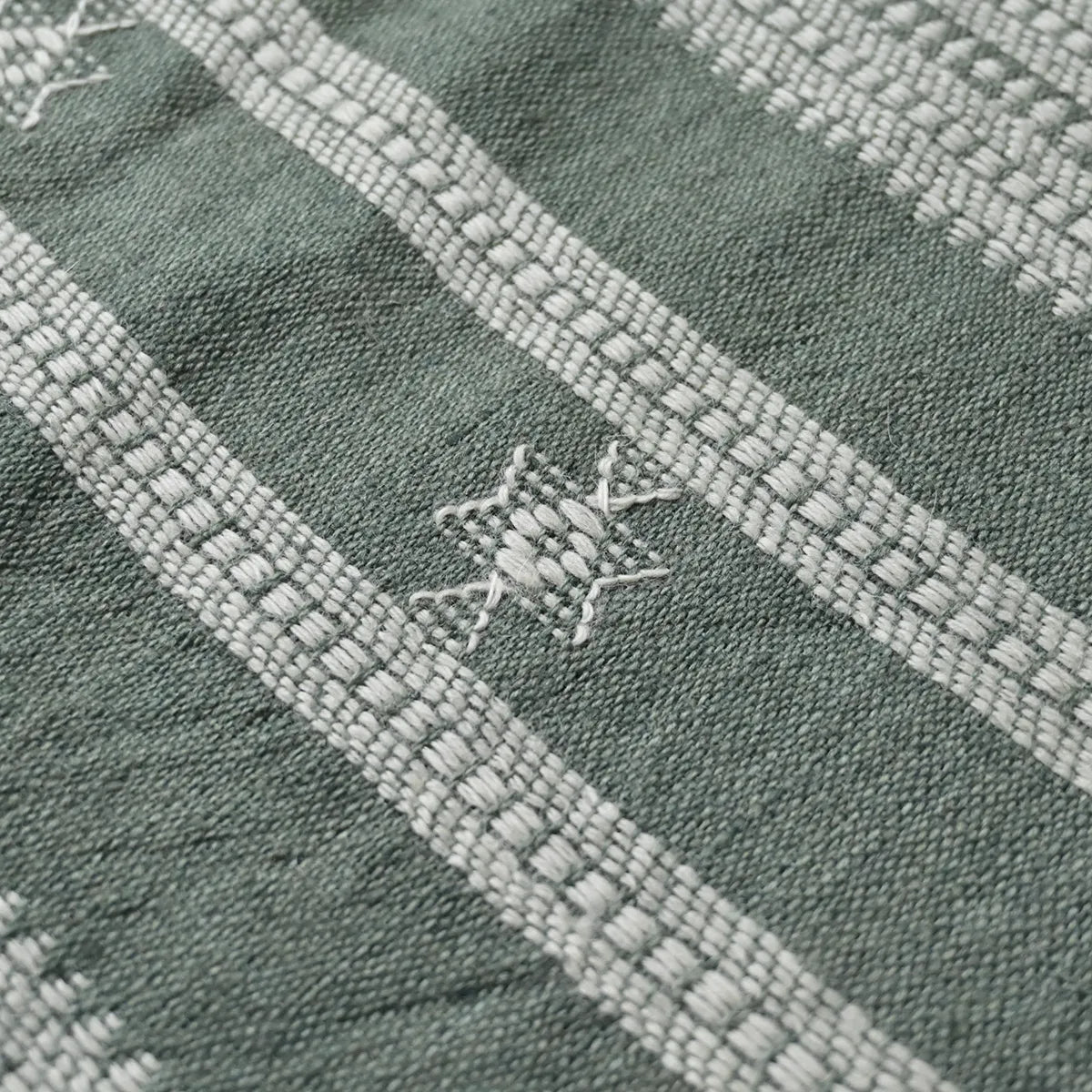 Handwoven Vintage Bhujodi Bed Throw -Muted Green - 50" x 90" Handloom Throws